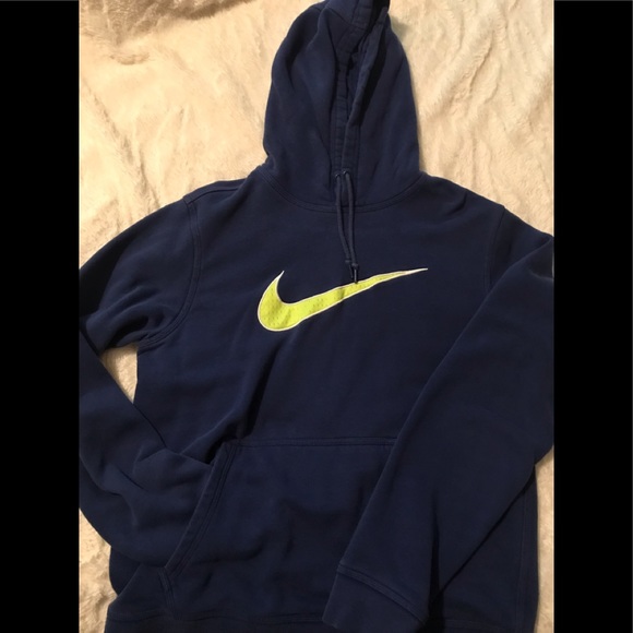 Men’s Nike hoodie. Blue, yellow Nike swish. Size medium.
